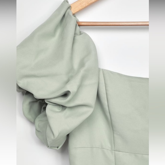 Lucia Light Sage Off-the-Shoulder Puff Sleeve Mini Dress - Picture 7 of 7